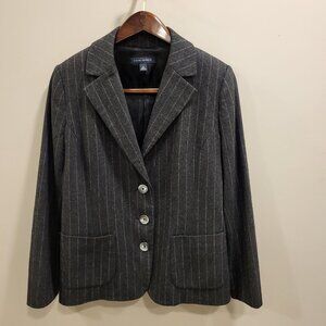 Banana Republic Blazer Women's 12 Charcoal Pinstripe Wool Cashmere Fitted Office